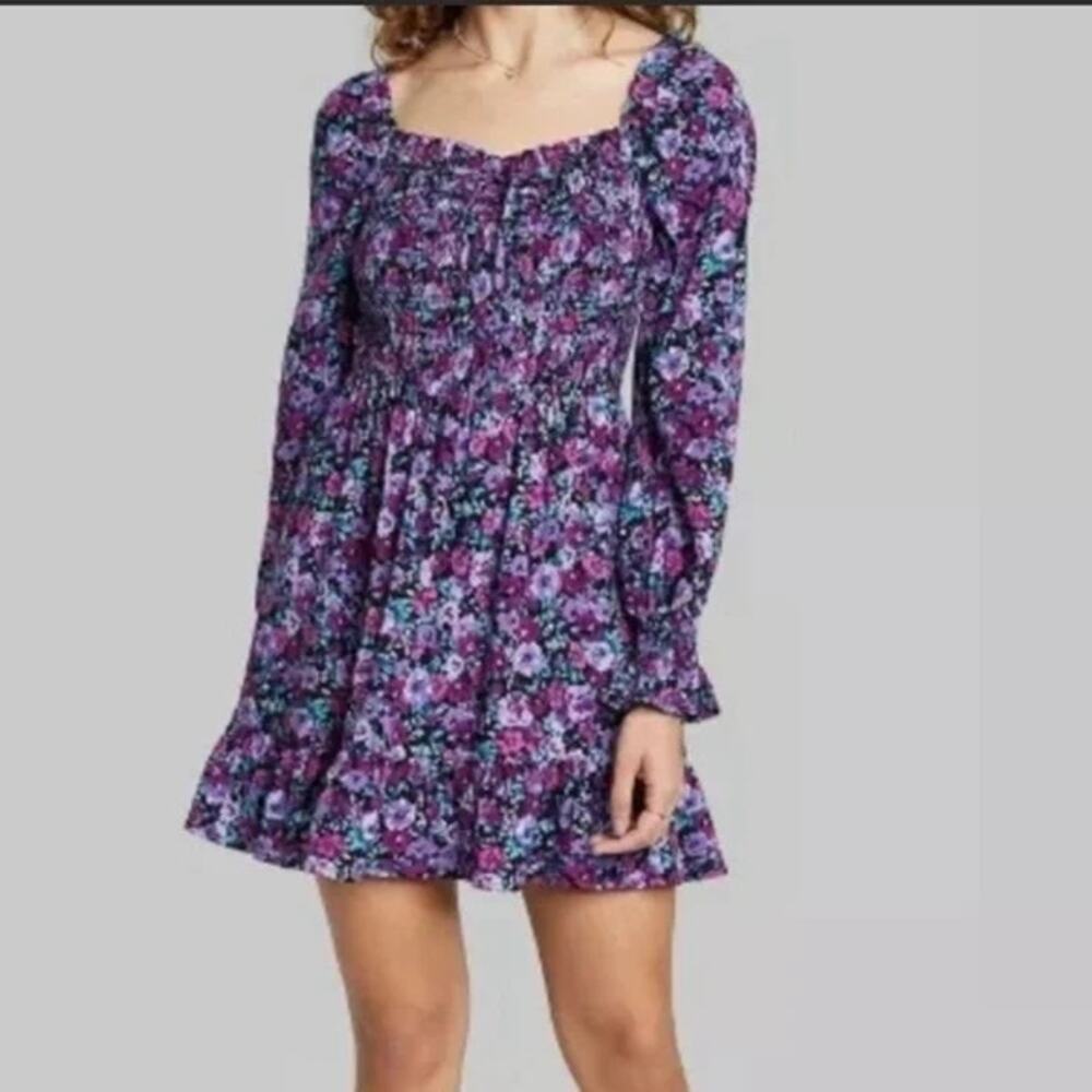 Wild Fable Long Sleeve Floral Mini Dress M